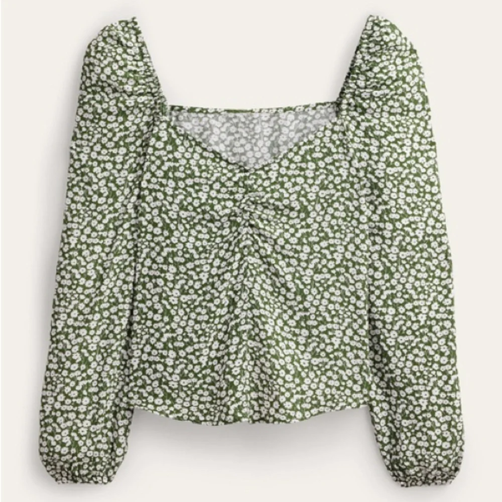 Boden Sweetheart Neckline Slight Puff Long-Sleeve Blouse Size 2